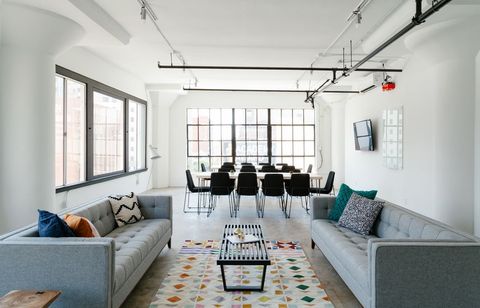 Modern open space office with stylish interior design