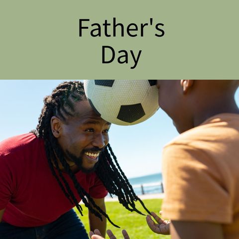 Father's Day Celebration with Joyful Father and Son Playing Soccer - Download Free Stock Templates Pikwizard.com