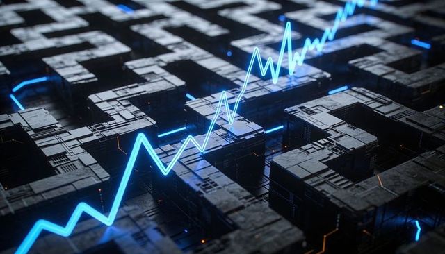 Neon Data Pulse Crossing Futuristic Circuit Grid Representing Tech Growth And Analytics