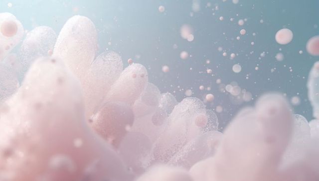 Pastel Pink Abstract Spheres in Ethereal Futuristic Space