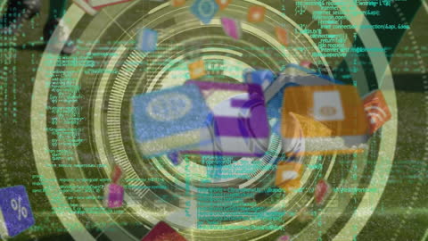 Futuristic Blend of Soccer and Technology with Data Overlay