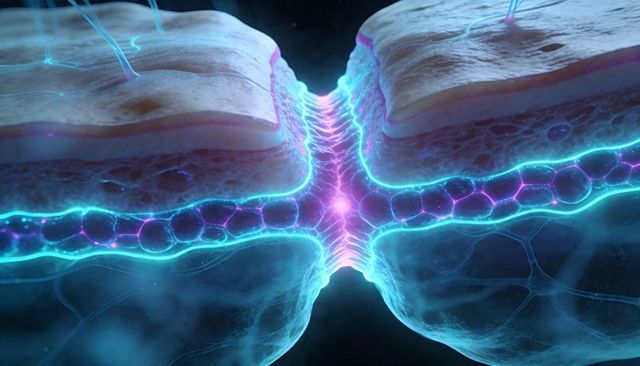 Bioluminescent synapse transmitting signals between pre and postsynaptic neuron terminals