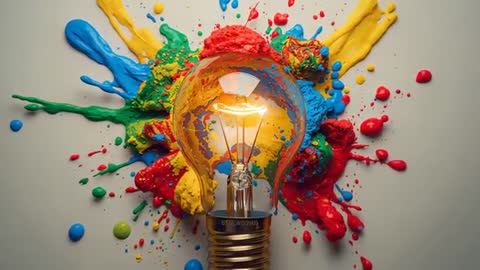 Vibrant Paint Explosions Illuminate Triggered Light Bulb