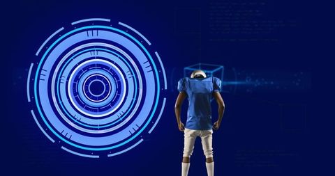 American Football and Futuristic Technology Interface Concept