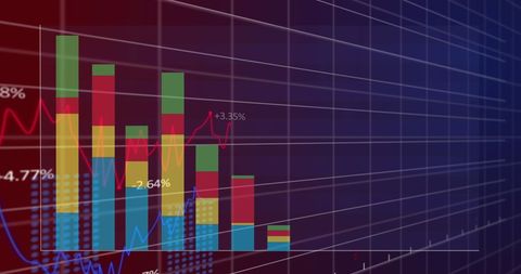 Colorful Data Analytics Bar Graphs on Digital Screen - Download Free Stock Images Pikwizard.com