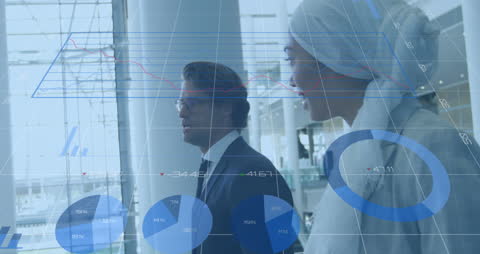 Business Professionals Analyzing Financial Data in Corporate Environment