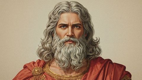 Distinguished elder in regal robe with gold brooch