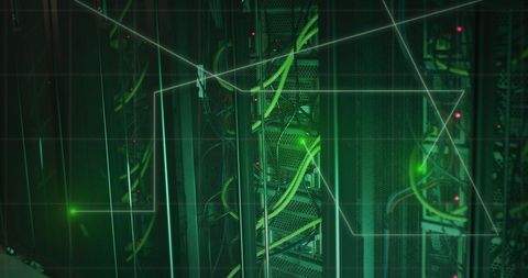Futuristic Data Processing in Server Room with Digital Overlays - Download Free Stock Images Pikwizard.com