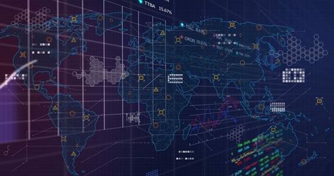 Futuristic World Map Interface with Data Visualization - Download Free Stock Images Pikwizard.com
