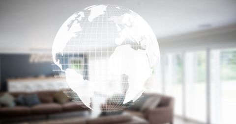 Transparent Globe Hovering in Modern Living Room - Download Free Stock Images Pikwizard.com