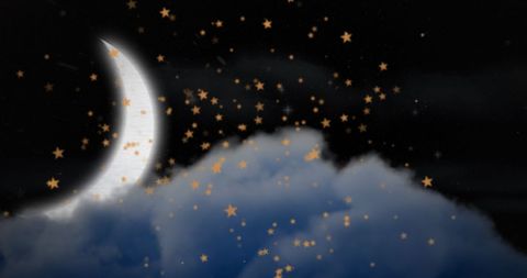Night Sky with Glowing Moon and Falling Christmas Stars - Download Free Stock Images Pikwizard.com