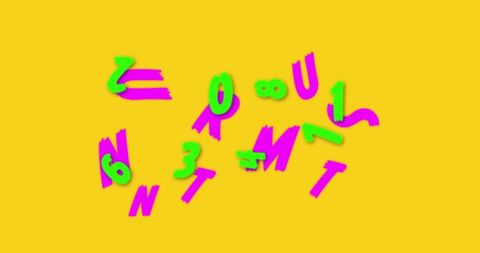 Floating Colorful Numbers and Letters on Yellow Background - Download Free Stock Images Pikwizard.com