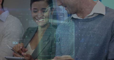 Business Team Analyzing Cybersecurity Data with Digital Interface - Download Free Stock Images Pikwizard.com
