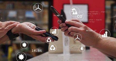 Digital transaction with ecology data overlay in store