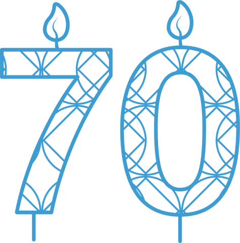 Blue 70th Birthday Patterned Candle on Transparent Background - Download Free Stock Videos Pikwizard.com
