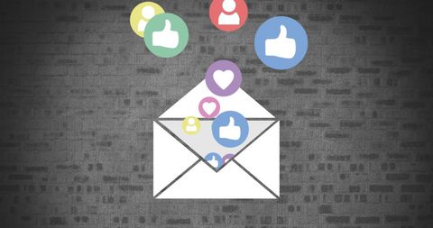 Social Media Icons Emanating from Open Envelope - Download Free Stock Images Pikwizard.com