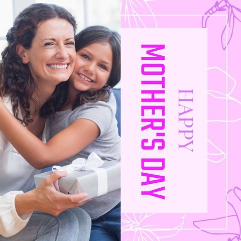 Mother and Daughter Celebrating Mother's Day with Gift - Download Free Stock Templates Pikwizard.com
