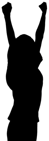 Silhouette of female cheering with arms raised transparent png