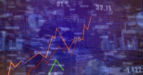 Financial Data Visualization Against City Background