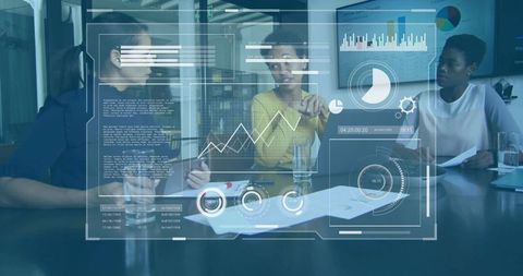 Diverse Executives Analyzing Data Visualization in Meeting