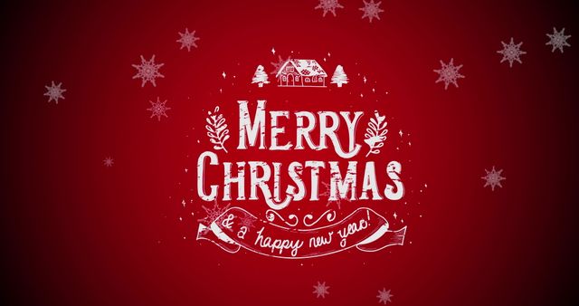 Merry Christmas Text on Red Snowy Background - Download Free Stock Images Pikwizard.com