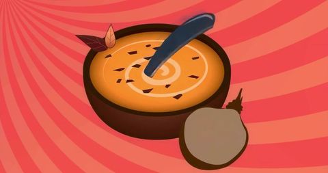 Colorful creative soup illustration with abstract background