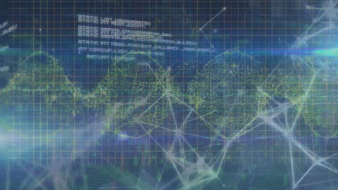 Futuristic Digital Network with DNA and Data Visualization