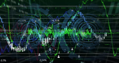 Financial Graphs and Data Analysis Interface with Digital Elements