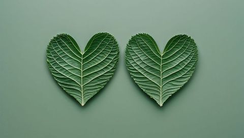 Heart-Shaped Green Leaves Symbolizing Love and Nature Harmony