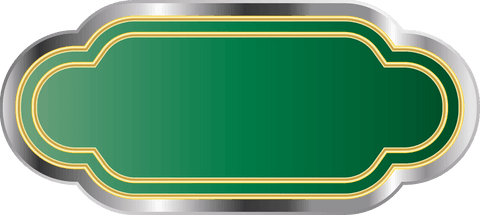 Elegant Green Sign with Gold Trim on Transparent Background