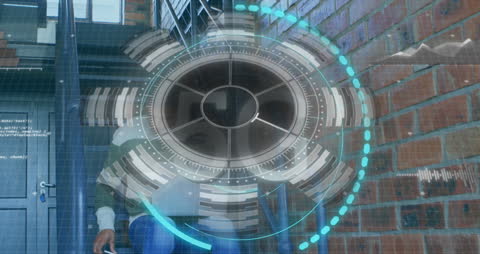 Man Using Technology in Digital Futuristic Setting with 5G Interface