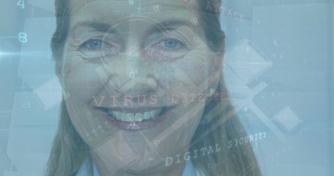 Smiling Female Doctor with Digital Interface Overlay