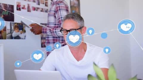 Businessman Analyzing Digital Data Connections in Office