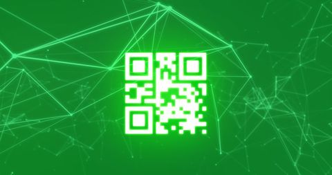 Glowing QR Code with Abstract Digital Network on Green Background - Download Free Stock Images Pikwizard.com