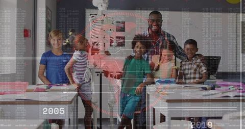 Teacher Guiding Diverse Elementary Students with Skeleton Model and Augmented Reality HUD
