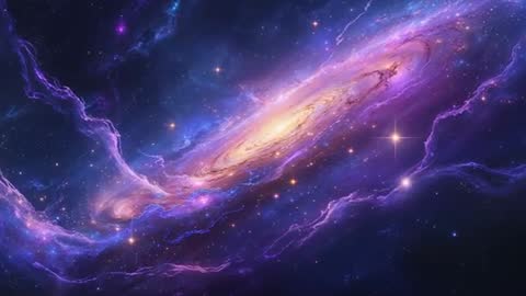 Spiral Galaxy with Glowing Core and Vibrant Nebula Arms in Deep Space