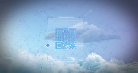 Digital Interface Over Blue Cloud Layer Background