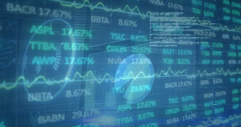Animated Visual of Stock Market Activity Amidst Digital Green Background