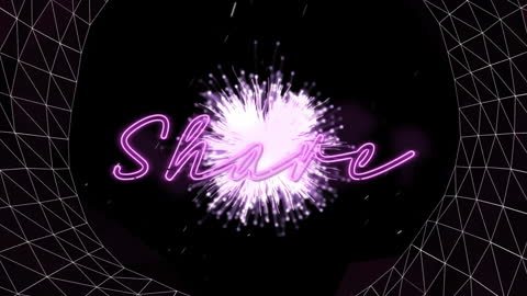 Neon Share Text on Dark Dynamic Background