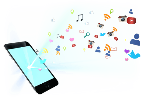 Smartphone and Multicolored Social Media Icons on Transparent Background - Download Free Stock Videos Pikwizard.com