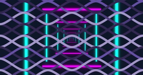 Futuristic 3d geometric pattern with neon lighting