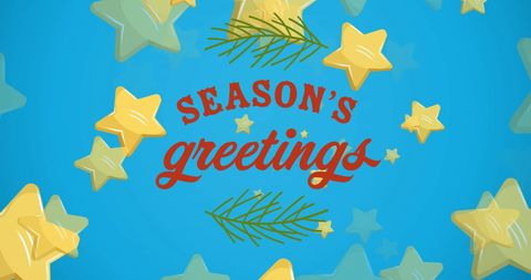 Festive Season's Greetings with Stars and Pine Leaves