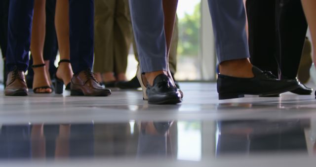 Business Professionals Feet Seen Walking in Office Lobby - Download Free Stock Images Pikwizard.com