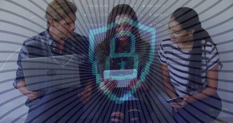 Digital Security Shield Over Diverse Coworkers Using Technology