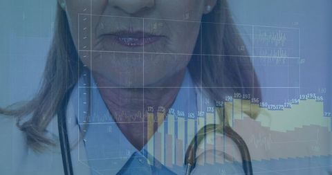 Doctor analyzing digital health data with graphical interface