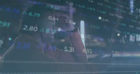 Smartphone Trading with Dynamic Market Charts in High-Tech Urban Environment