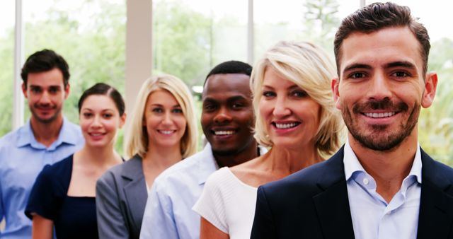 Diverse Business Team Standing in Line Together - Download Free Stock Images Pikwizard.com