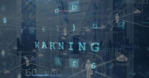 Digital Interface with Network Connections in Server Room Concept