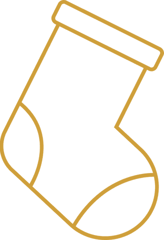 Minimalist icon of sock outline on transparent canvas