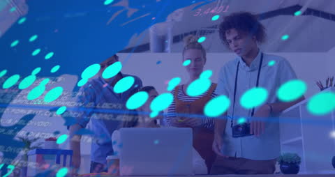 Financial Data Animation with Diverse Business Team in Office